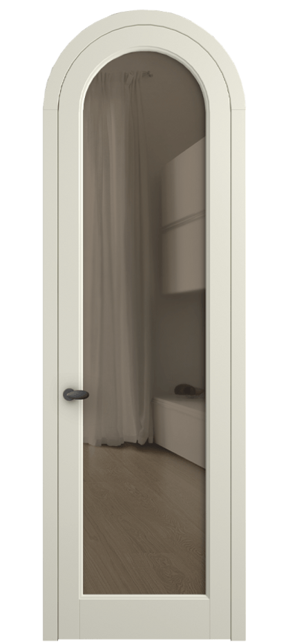 Межкомнатная дверь Палаццо 6814 Матовый молочно-белый Прозрачное бронзовое стекло, триплекс Цена 125159 ₽ | Volhovec