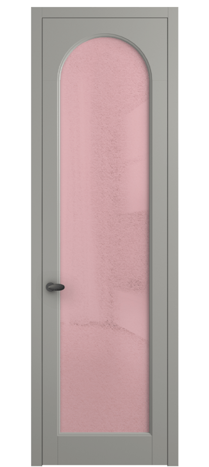 Межкомнатная дверь Палаццо 6804 Матовый нейтральный серый Фактурное розовое стекло "Лёд", триплекс Цена 103029 ₽ | Volhovec