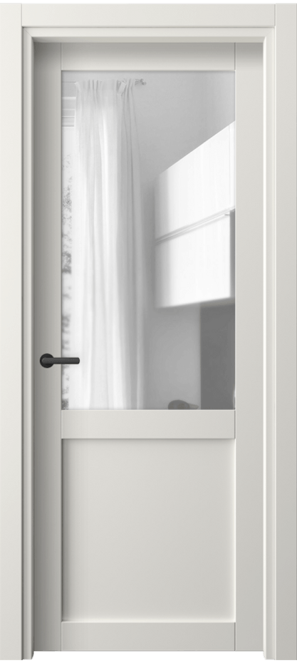 Межкомнатная дверь Нео 2122 ПЭТ белоснежный Прозрачное стекло, триплекс Цена 30499 ₽ | Volhovec