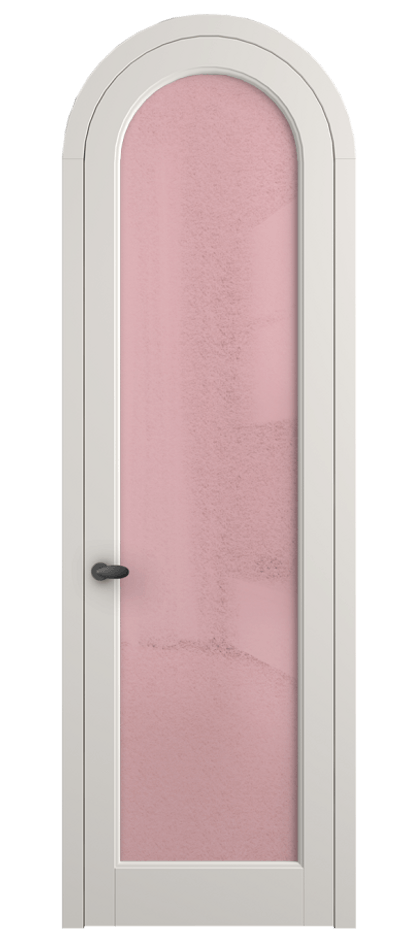 Межкомнатная дверь Палаццо 6814 Матовый пудровый белый Фактурное розовое стекло "Лёд", триплекс Цена 134259 ₽ | Volhovec