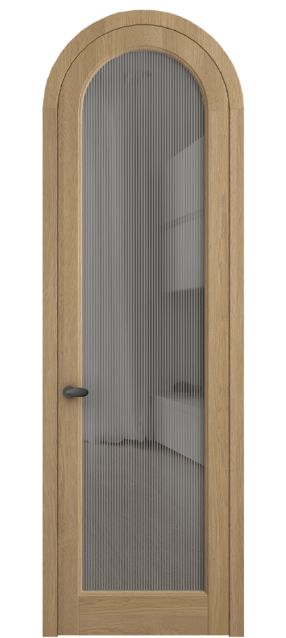 Межкомнатная дверь Палаццо 6814 Дуб соломенный матовый Рифлёное серое стекло "Дюна", триплекс Цена 212349 ₽ | Volhovec