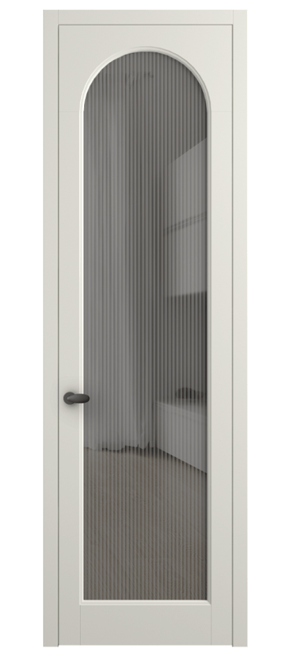 Межкомнатная дверь Палаццо 6804 Матовый жемчужный Рифлёное серое стекло "Moru", триплекс Цена 105029 ₽ | Volhovec