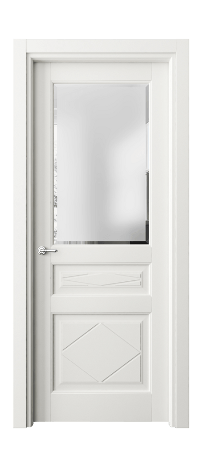 Межкомнатная дверь Тоскана Ромбо 6344 Матовый серый Сатинированное стекло с фацетом Цена 100899 ₽ | Volhovec