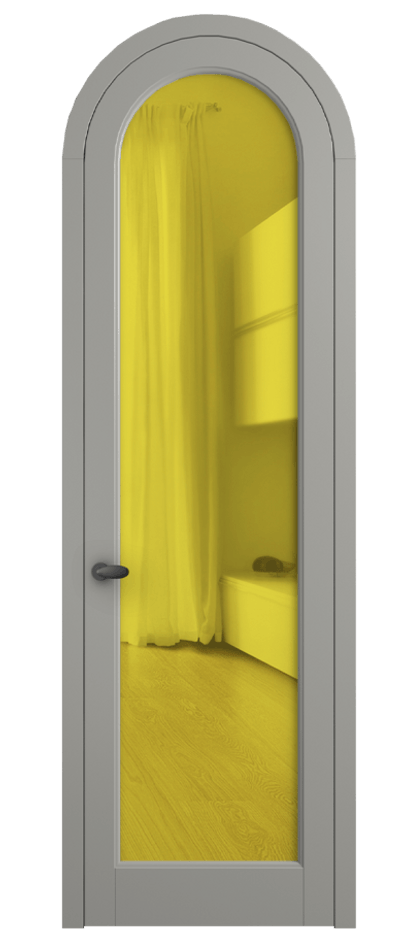 Межкомнатная дверь Palazzo 6814 Матовый нейтральный серый Прозрачное жёлтое стекло, триплекс Цена 125159 ₽ | Volhovec