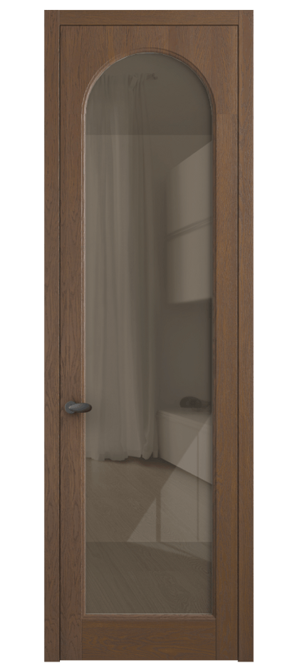 Межкомнатная дверь Палаццо 6804 Дуб каштановый матовый Рефлективное бронзовое стекло "Стопсол", калёное Цена 156229 ₽ | Volhovec