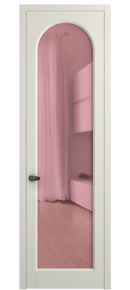 Межкомнатная дверь Palazzo 6804 Матовый жемчужный Прозрачное розовое стекло, триплекс Цена 97029 ₽ | Volhovec