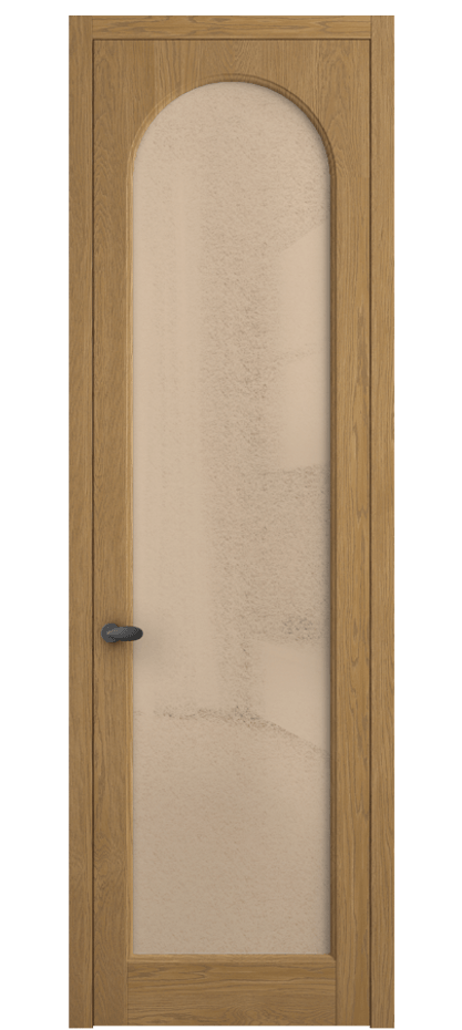 Межкомнатная дверь Палаццо 6804 Дуб солнечный матовый Фактурное оранжевое стекло "Лёд", триплекс Цена 158529 ₽ | Volhovec