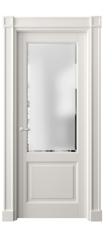 Дверь межкомнатная Тоскана Плано 6302 Матовый пудровый белый Сатинированное стекло с фацетом Гладкие пилястры с квадратными розетками МПБЛ Цена 131939 ₽ Наличники уже входят в базовый комплект. Фабрика дверей Волховец 8 (800) 551 43 19 Межкомнатная дверь Тоскана Плано 6302 Матовый пудровый белый Сатинированное стекло с фацетом Цена 131939 ₽ | Volhovec