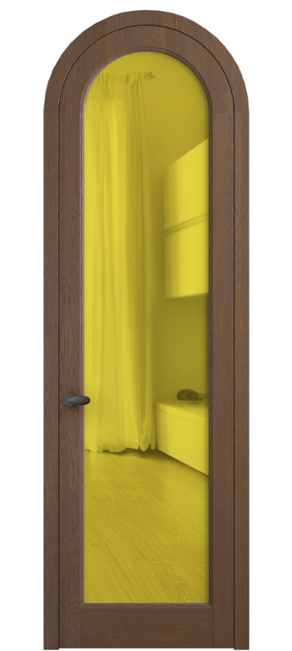 Межкомнатная дверь Palazzo 6814 Дуб каштановый матовый Прозрачное жёлтое стекло, триплекс Цена 206349 ₽ | Volhovec