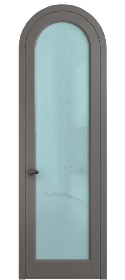 Межкомнатная дверь Палаццо 6814 Матовый классический серый Фактурное голубое стекло "Лёд", триплекс Цена 131159 ₽ | Volhovec