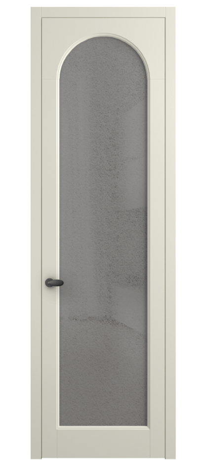 Межкомнатная дверь Палаццо 6804 Матовый молочно-белый Фактурное серое стекло "Лёд", триплекс Цена 103029 ₽ | Volhovec