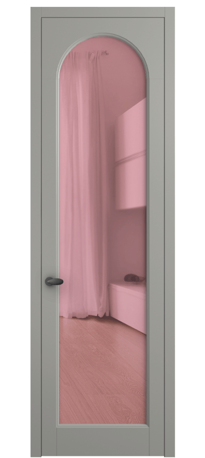 Межкомнатная дверь Palazzo 6804 Матовый нейтральный серый Прозрачное розовое стекло, триплекс Цена 97029 ₽ | Volhovec