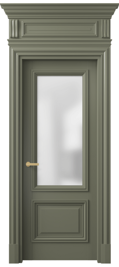 Межкомнатная дверь Антик 7302 Матовый оливковый тёмный Сатинированное стекло Цена 162609 ₽ | Volhovec