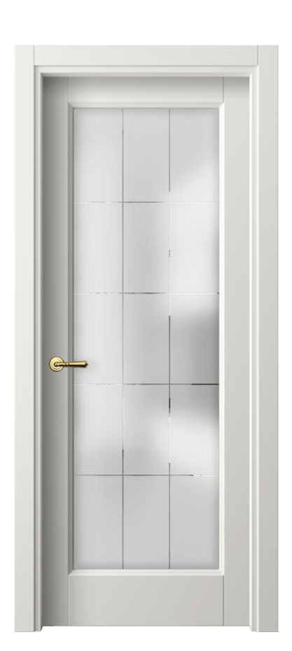 Межкомнатная дверь Galant 1402 Софт-тач белоснежный Сатинированное стекло с гравировкой "Лофт", 4 мм Цена 24639 ₽ | Volhovec