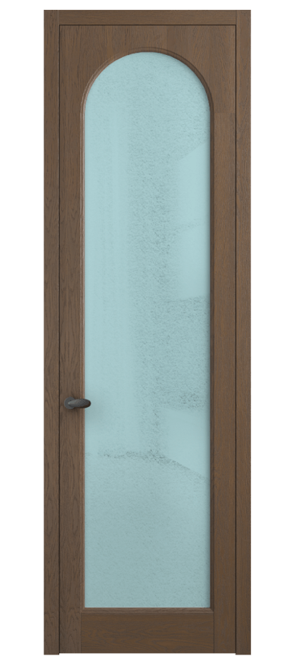 Межкомнатная дверь Palazzo 6804 Дуб туманный матовый Фактурное голубое стекло "Лёд", триплекс Цена 154229 ₽ | Volhovec