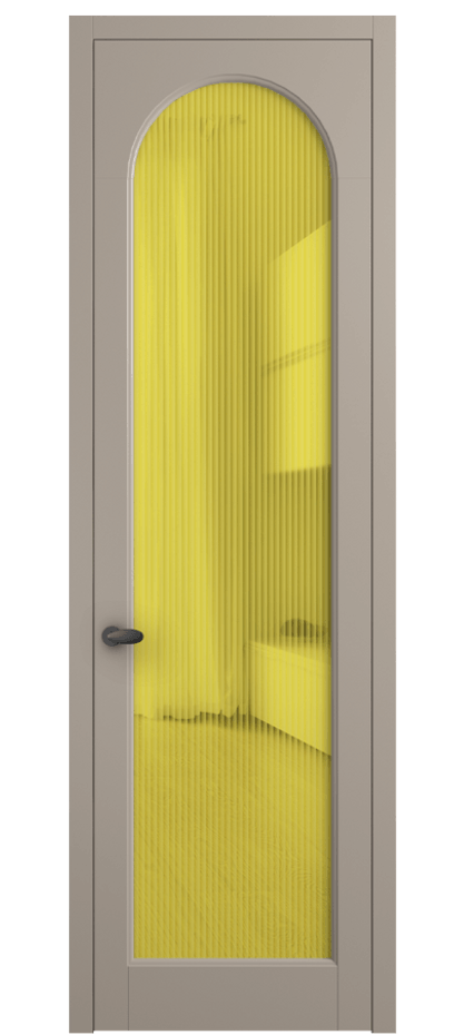 Межкомнатная дверь Палаццо 6804 Матовый бисквитный Рифлёное жёлтое стекло "Мору", триплекс Цена 105029 ₽ | Volhovec