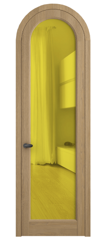 Межкомнатная дверь Palazzo 6814 Дуб соломенный матовый Прозрачное жёлтое стекло, триплекс Цена 206349 ₽ | Volhovec