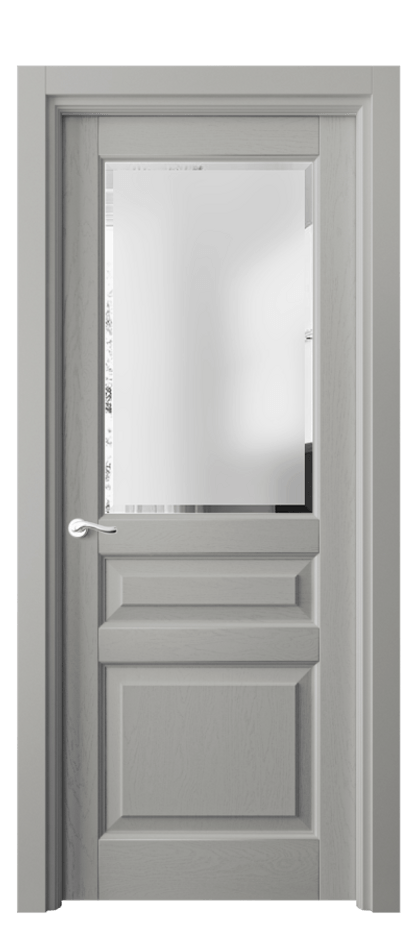 Межкомнатная дверь Лигнум 0710 Дуб нейтральный серый Сатинированное стекло с фацетом Цена 136699 ₽ | Volhovec