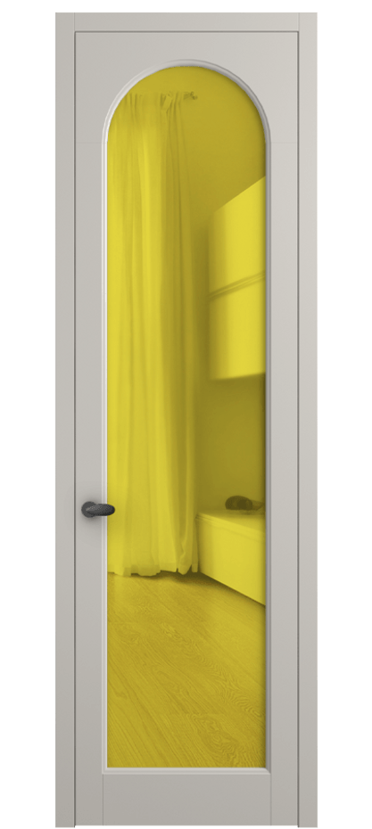 Межкомнатная дверь Palazzo 6804 Матовый облачно-серый Прозрачное жёлтое стекло, триплекс Цена 97029 ₽ | Volhovec