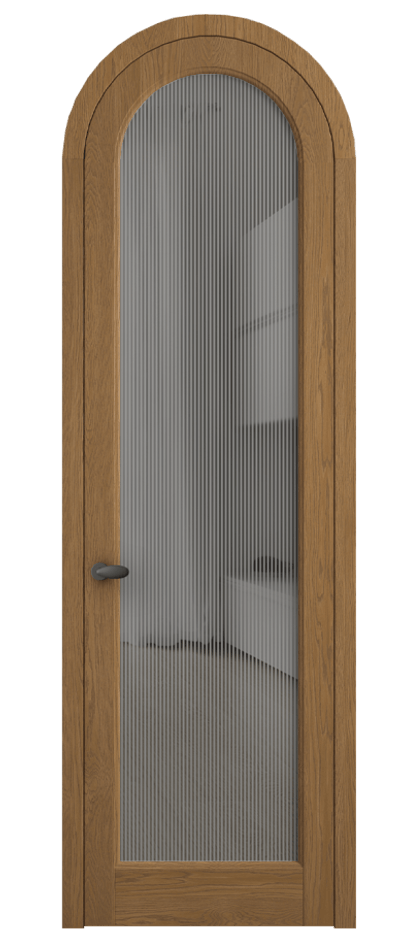 Межкомнатная дверь Палаццо 6814 Дуб пряный матовый Рифлёное серое стекло "Дюна", триплекс Цена 216649 ₽ | Volhovec