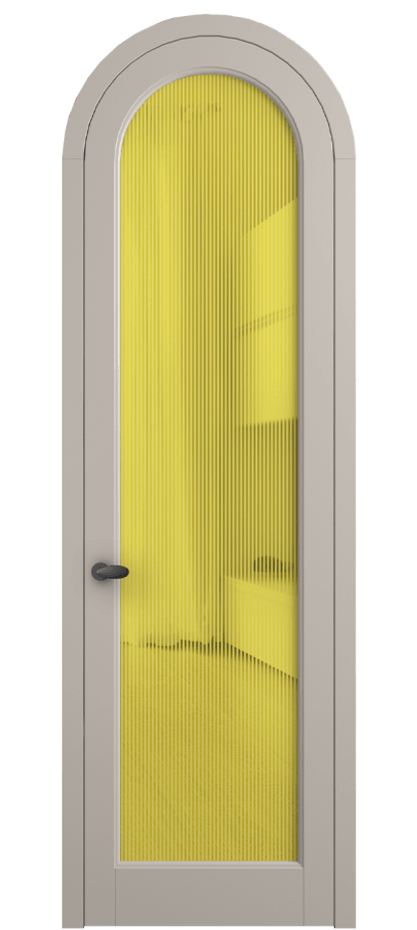 Межкомнатная дверь Палаццо 6814 Матовый светло-бежевый Рифлёное желтое стекло "Дюна", триплекс Цена 131159 ₽ | Volhovec