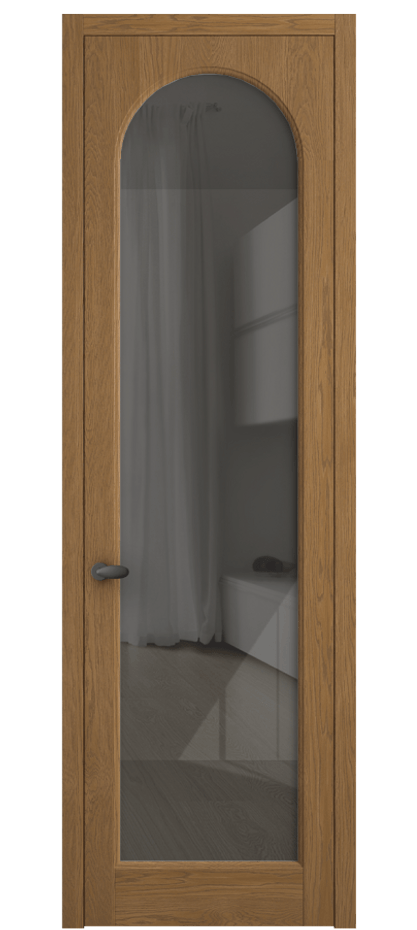 Межкомнатная дверь Палаццо 6804 Дуб пряный матовый Рефлективное серое стекло "Stopsol", калёное Цена 156229 ₽ | Volhovec