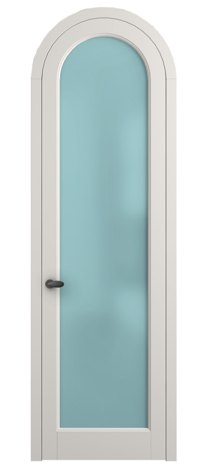Межкомнатная дверь Палаццо 6814 Матовый пудровый белый Сатинированное голубое стекло, триплекс Цена 128259 ₽ | Volhovec
