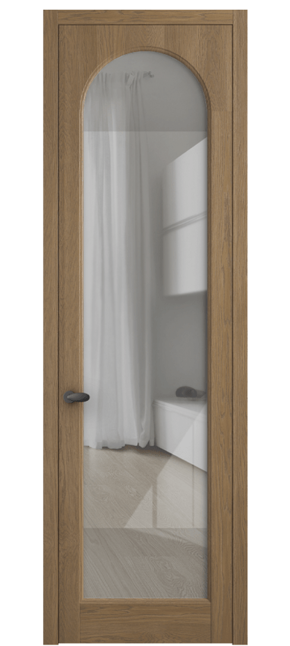 Межкомнатная дверь Палаццо 6804 Дуб мускатный матовый Рефлективное прозрачное стекло "Стопсол", калёное Цена 31714550 so'm | Volhovec