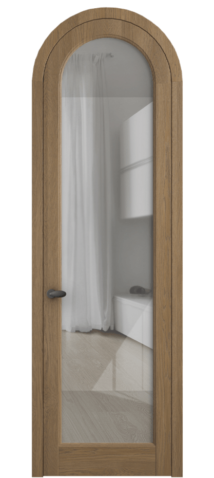 Межкомнатная дверь Палаццо 6814 Дуб мускатный матовый Рефлективное прозрачное стекло "Стопсол", калёное Цена 214349 ₽ | Volhovec