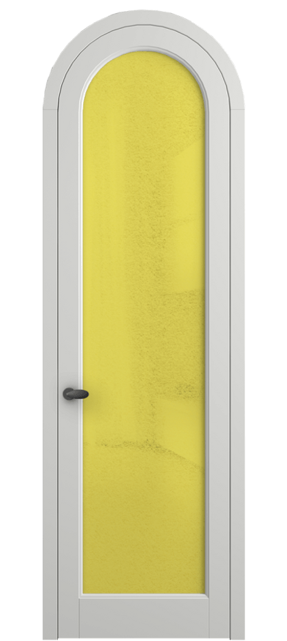 Межкомнатная дверь Палаццо 6814 Матовый светло-серый Фактурное жёлтое стекло "Лёд", триплекс Цена 131159 ₽ | Volhovec