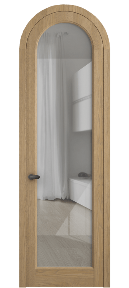 Межкомнатная дверь Палаццо 6814 Дуб соломенный матовый Рефлективное прозрачное стекло "Стопсол", калёное Цена 214349 ₽ | Volhovec