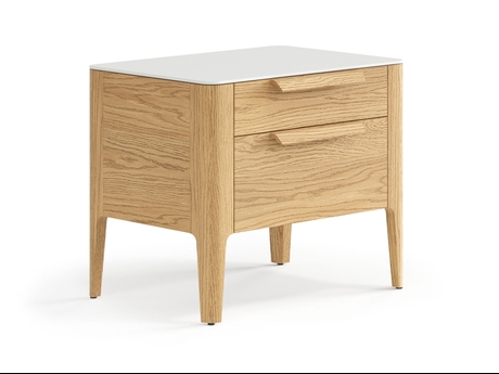 Мебель Тумба прикроватная Piega 2 ящика. Цвет Дуб пшеничный матовый. Материал Массив дуба матовый. Коллекция Тумба прикроватная Piega 2 ящика. Картинка.