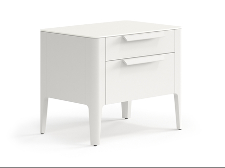 Мебель Тумба прикроватная Piega 2 ящика. Цвет Матовый тёплый серый. Материал Гладкая эмаль. Коллекция Тумба прикроватная Piega 2 ящика. Картинка.