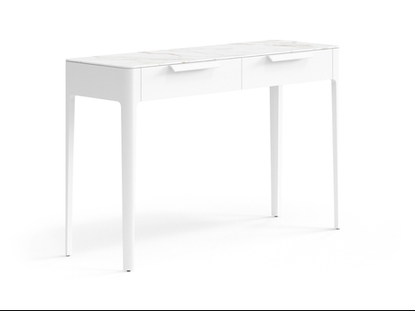 Мебель Консоль Piega 2 ящика. Цвет Матовый светло-серый. Материал Гладкая эмаль. Коллекция Консоль Piega 2 ящика. Картинка.