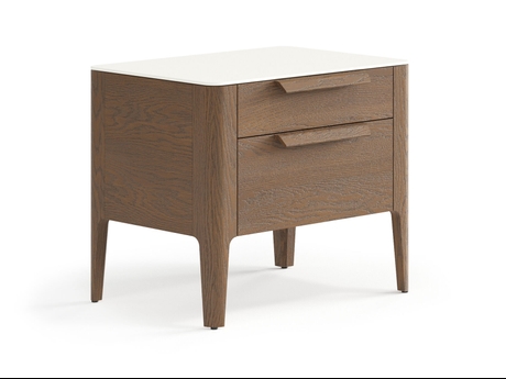 Мебель Тумба прикроватная Piega 2 ящика. Цвет Дуб туманный матовый. Материал Массив дуба матовый. Коллекция Тумба прикроватная Piega 2 ящика. Картинка.