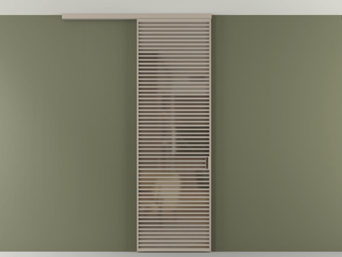 Перегородка Формато вдоль стены на потолок 1 створка АЛПР 040.07 Алюминий бисквитный Сатинированное бронзовое стекло, триплекс Цена 187228 ₽ | Volhovec