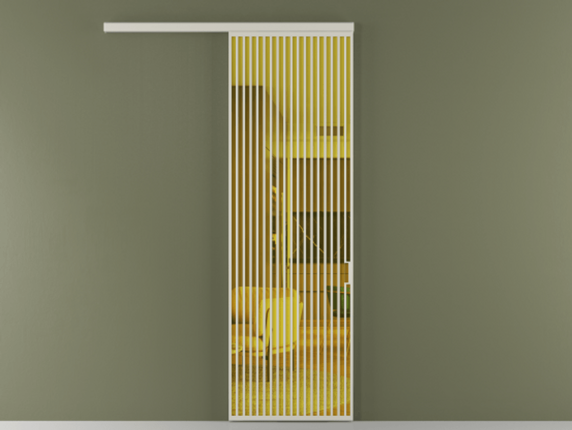 Перегородка Formato вдоль стены 1 створка АЛПР 040.06 Алюминий тёплый серый Прозрачное жёлтое стекло, триплекс Цена 219100 ₽  | Volhovec