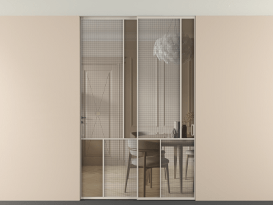 Перегородка Mosaic внутри проема двустворчатая в потолок #VENDORCODE# #FURNISH# #GLASS# Цена #PRICE# #CURRENCY# | Volhovec