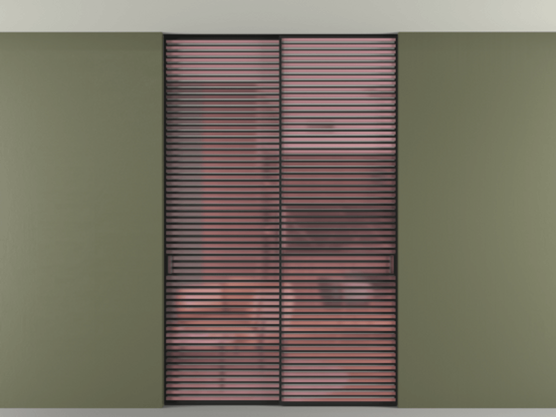 Перегородка Формато внутри проёма скрытое крепление в потолок 2 створки АЛПР 040.07 Алюминий Черный Сатинированное розовое стекло, триплекс Цена 396220 ₽ | Volhovec