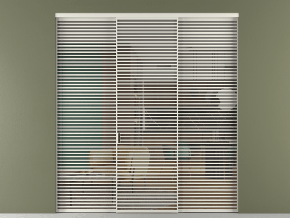 Перегородка Formato внутри проёма 3 створки АЛПР 040.07 Алюминий Белый Прозрачное серое стекло, триплекс Цена 437900 ₽ | Volhovec