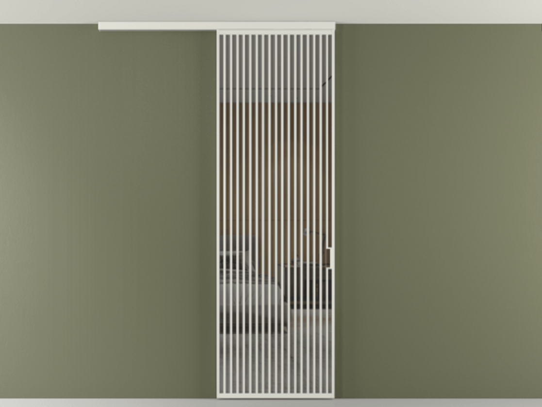 Перегородка Формато вдоль стены на потолок 1 створка АЛПР 040.06 Алюминий серый Рефлективное серое стекло "Стопсол", калёное Цена 193628 ₽ | Volhovec