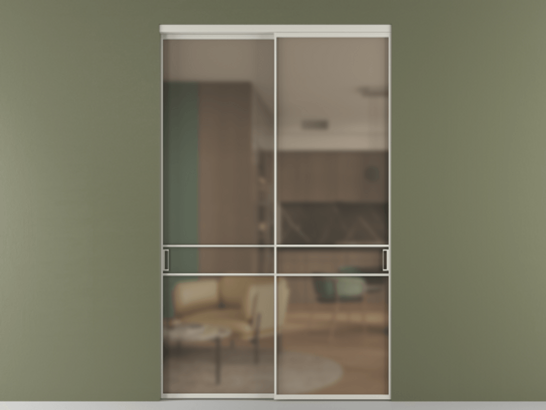 Перегородка Формато внутри проёма 2 створки АЛПР 040.02 Алюминий тёплый серый Сатинированное бронзовое стекло, триплекс Цена 424750 ₽  | Volhovec