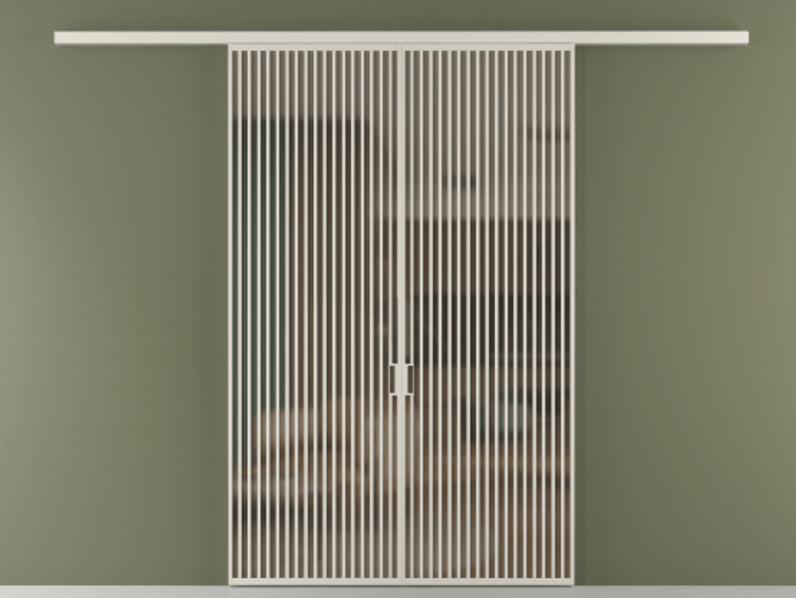 Перегородка Formato вдоль стены 2 створки АЛПР 040.06 Алюминий облачно-серый Сатинированное бронзовое стекло, триплекс Цена 429000 ₽ | Volhovec