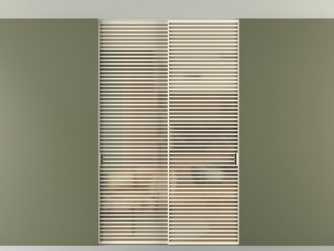 Перегородка Формато внутри проёма скрытое крепление в потолок 2 створки АЛПР 040.07 Алюминий молочно-белый Сатинированное оранжевое стекло, триплекс Цена 409915 ₽ | Volhovec