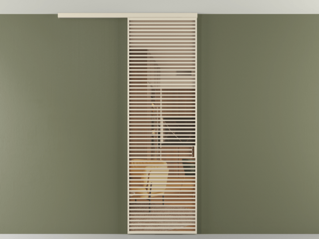 Перегородка Formato вдоль стены на потолок одностворчатая АЛПР 040.07 Алюминий бежево-серый Прозрачное оранжевое стекло, триплекс Цена 203840 ₽ | Volhovec