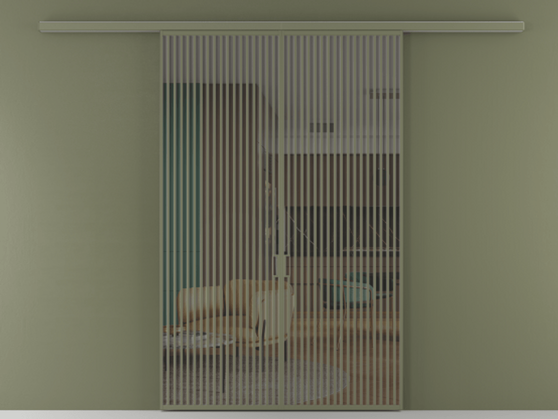 Перегородка Formato вдоль стены 2 створки АЛПР 040.06 Алюминий оливковый тёмный Прозрачное серое стекло, триплекс Цена 429000 ₽ | Volhovec