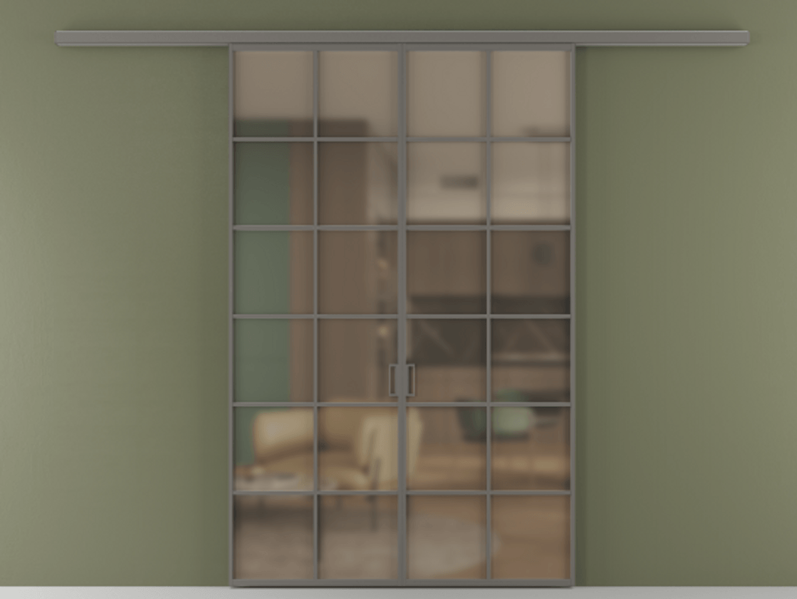 Перегородка Formato вдоль стены 2 створки АЛПР 040.05 Алюминий классический серый Сатинированное бронзовое стекло, триплекс Цена 248600 ₽ | Volhovec