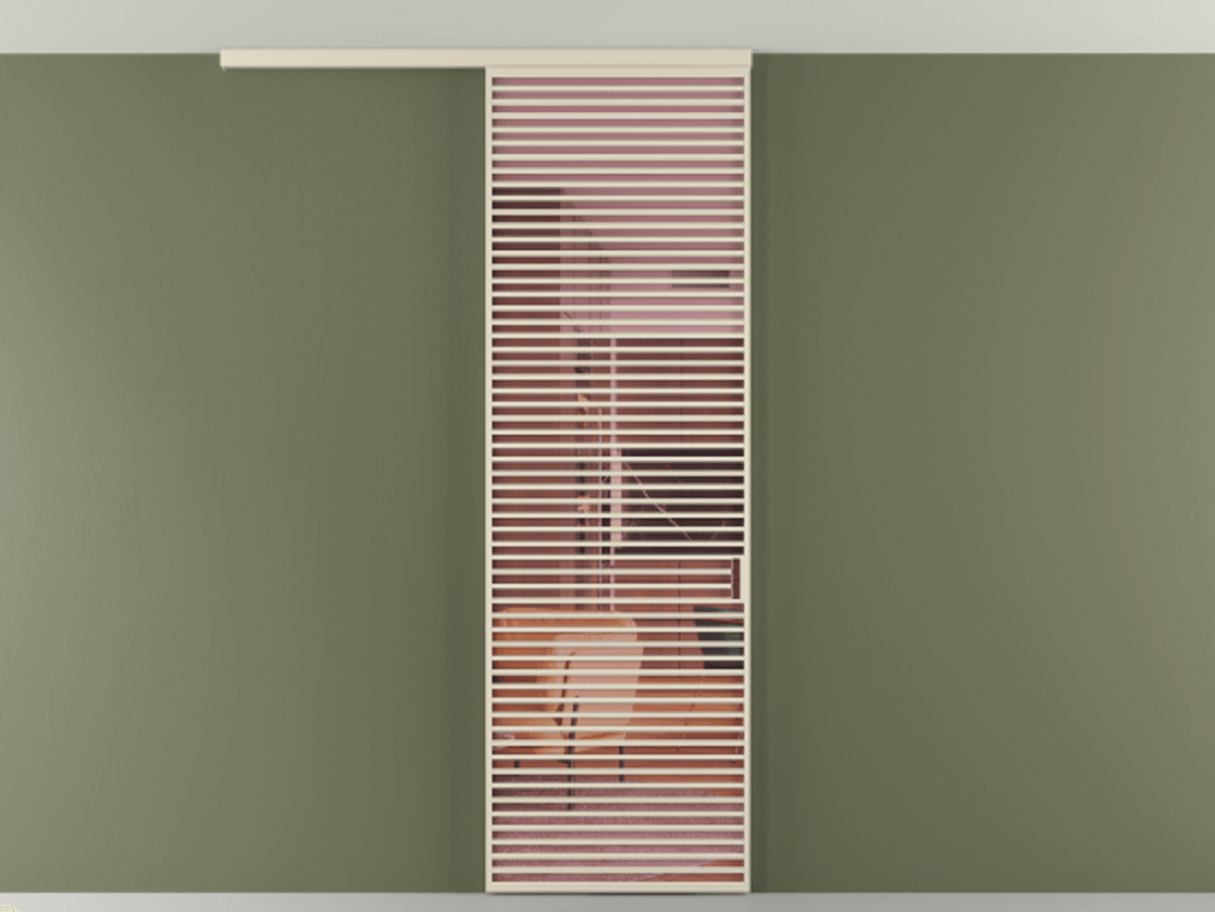 Перегородка Formato вдоль стены на потолок 1 створка АЛПР 040.07 Алюминий бежево-серый Прозрачное розовое стекло, триплекс Цена 225310 ₽ | Volhovec