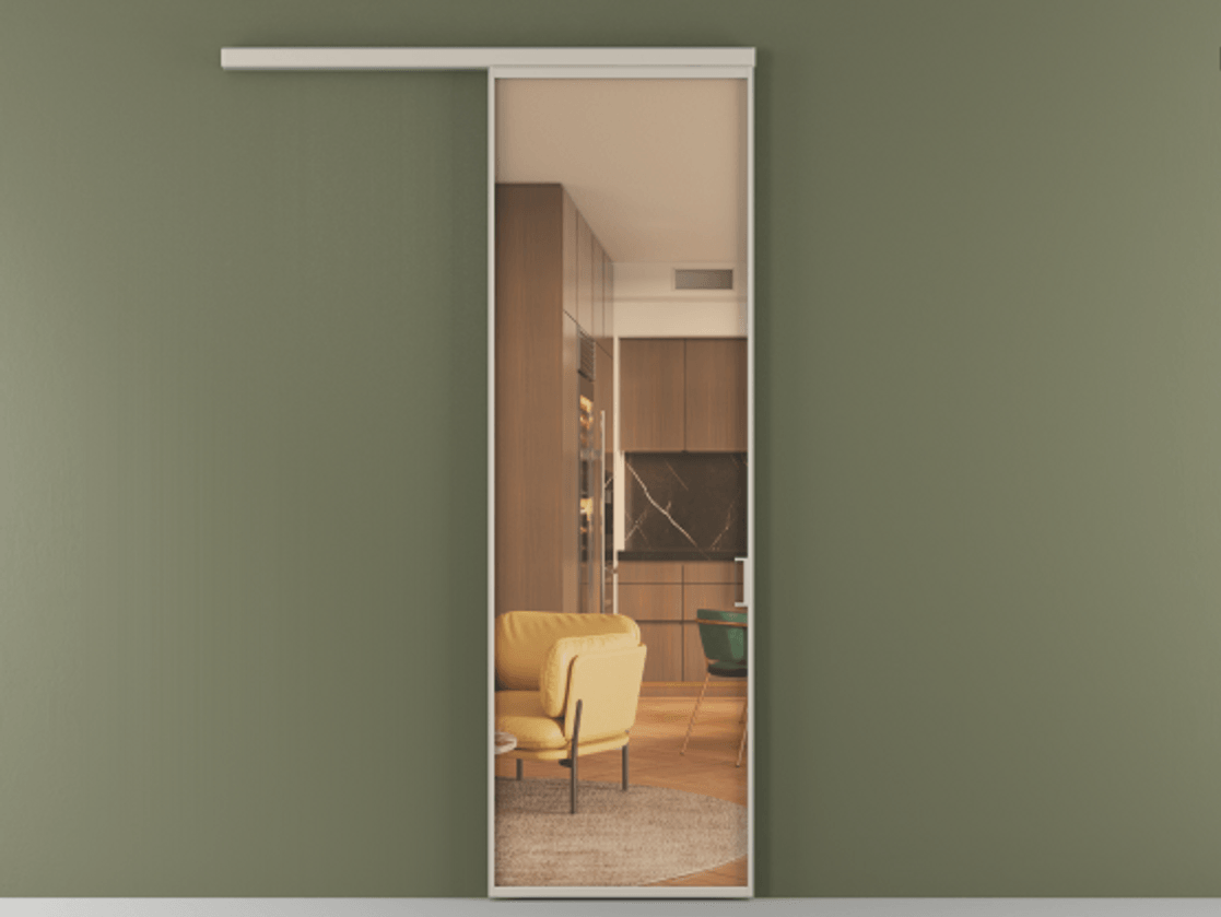 Перегородка Формато вдоль стены 1 створка АЛПР 040.01 Алюминий светло-бежевый Прозрачное оранжевое стекло, триплекс Цена 101760 ₽  | Volhovec