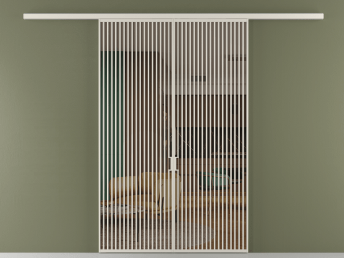 Перегородка Формато вдоль стены 2 створки АЛПР 040.06 Алюминий облачно-серый Прозрачное бронзовое стекло, триплекс Цена 342450 ₽ | Volhovec